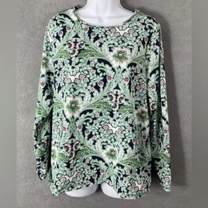 Talbots Bateau Neck Tee Women's Plus X Leafy Paisley 3/4 Sleeve Comfort Classic